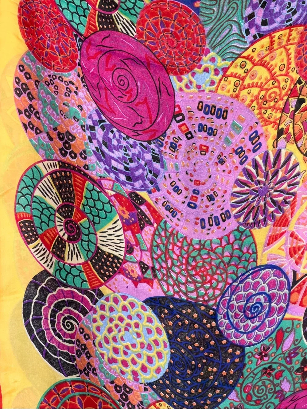 Silk Blend Statement Scarf 35% Silk 65%Viscose Colorful Paisley 66x35
